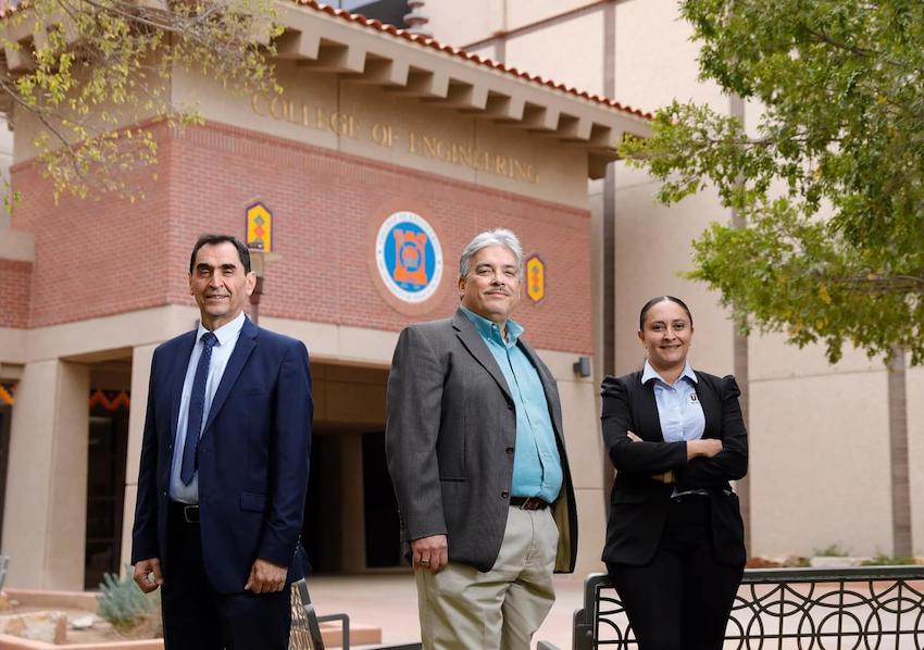 Miguel Velez-Reyes, Ph.D. (center), and his colleagues, Hector Erives-Contreras, Ph.D. (left) and Aryzbe Najera, Ph.D., (right) have been awarded a $5 million grant from the Air Force Office of Scientific Research (AFOSR) to study Unresolved Resident Space Objects (URSO). 